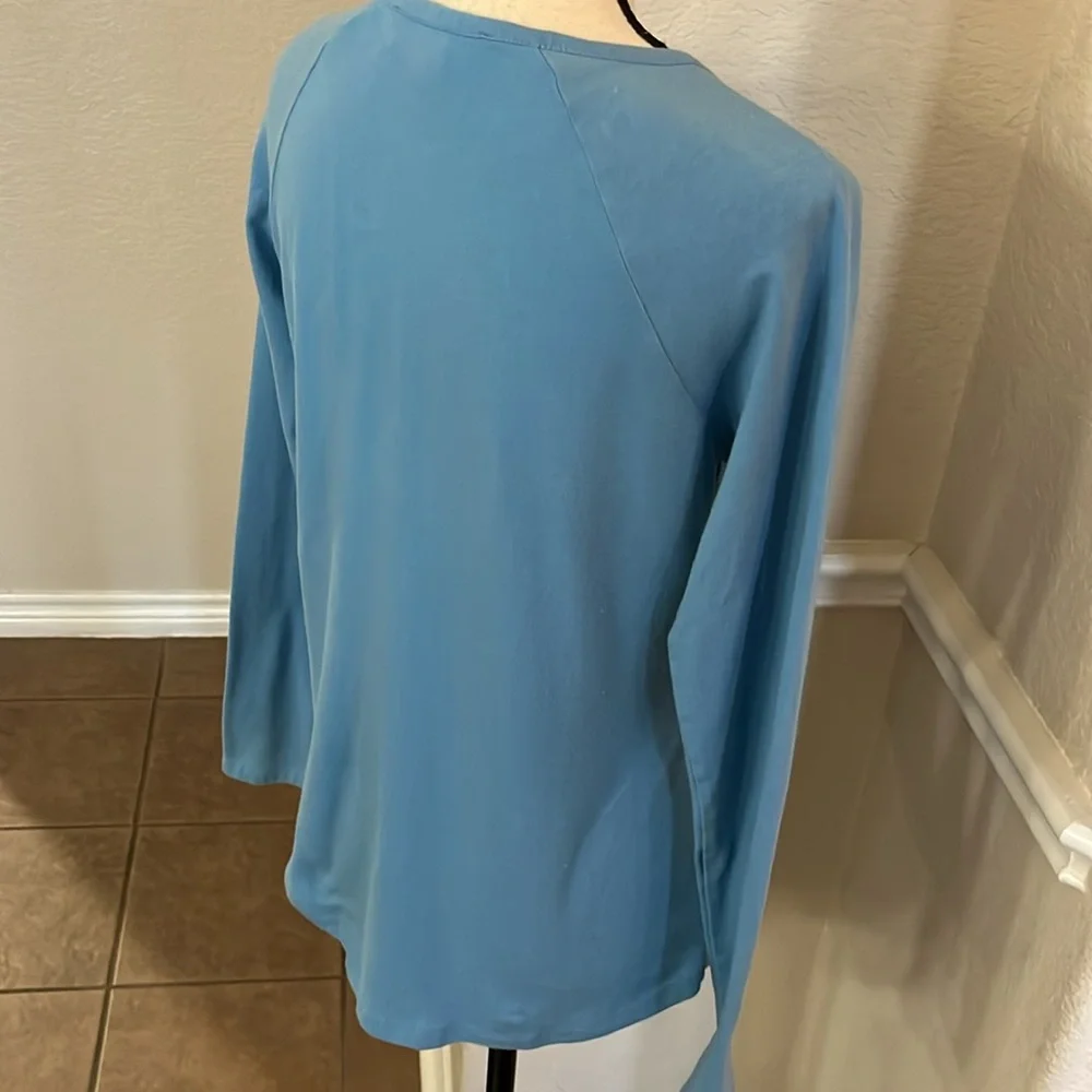 Michael Kors blue long sleeve top blouse Size M